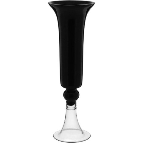 Vaso Decorativo Enfeite Casa Vidro 50x16x16cm Preto