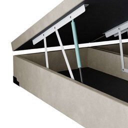 Cama Box Baú Blindado Casal Bipartido HomeQueen Suede Bege 41x138x188 - 3