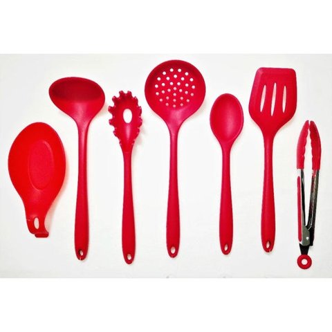 Kit 7 Peças Silicone Inteiriço Vermelho.