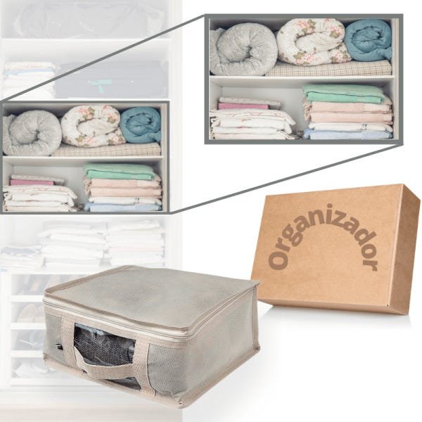 Organizador Roupa De Cama Enxoval P 28x24x14cm Branco | MadeiraMadeira