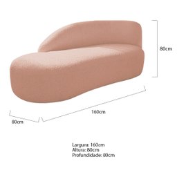 Kit Divã Luna 160cm Lado Esquerdo e 02 Poltronas Base de Ferro Dourado Suede Doce Sonho Móveis Rosê - 3
