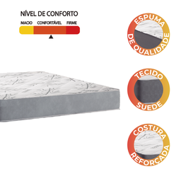 Colchão Casal Espuma Egito 138x188x19cm Cinza / Branco Portobel - Suporta até 100kg por Pessoa - 3