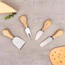 Ver imagem 2 de Jogo Utensílios para Queijo Inox 4 Peças e Tabua 24x34 Cm.
