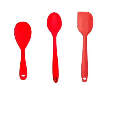 Jogo com 2 Colher de Arroz e Espatula em Silicone.