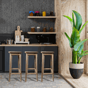 Ver imagem 2 de Kit 3 Bancos Alto de Cozinha Área de Lazer Bar Madeira -Smart Eco