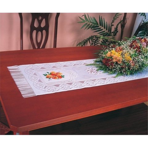 Caminho de Mesa Rendado Estampa Pimentas 1,50m X 40cm [branco]