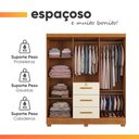 Ver imagem 7 de Guarda Roupas Casal 6 Portas 3 Gavetas com Chave Tami