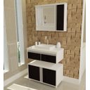 Ver imagem 1 de Gabinete Para Banheiro 3 Peças Oxford - Balcão Com Rodas + Bancada Cuba + Espelheira Com Led