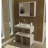 Gabinete Para Banheiro 3 Peças Oxford - Balcão Com Rodas + Bancada Cuba + Espelheira Com Led - 1