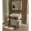 Ver imagem 2 de Gabinete Para Banheiro 3 Peças Oxford - Balcão Com Rodas + Bancada Cuba + Espelheira Com Led