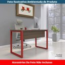 Ver imagem 2 de Mesa Escritório P25 Tub Pandin 120 Cm (larg) Tampo Mdp Walnut Pé Aço Tubular Vermelho