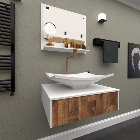 Bancada / Gabinete / Lavabo Banheiro Madri 50 Western