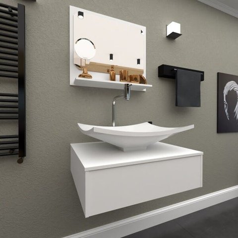 Bancada / Gabinete / Lavabo Banheiro Madri 50 Branco