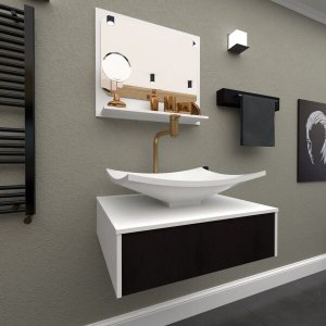 Bancada / Gabinete / Lavabo Banheiro Madri 50 Fresno