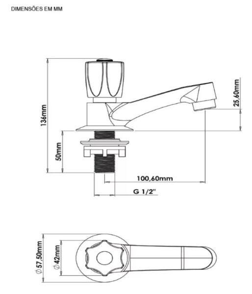 Torneira Para Banheiro Lavatório Metal Cromada C40 Modelo 1194 - 2