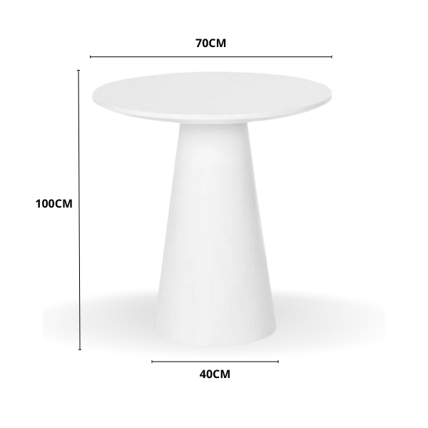 Mesa Bistrô Cone 70 cm Tampo Laca Branca Base Branca Personal Decor Design Branco - 2