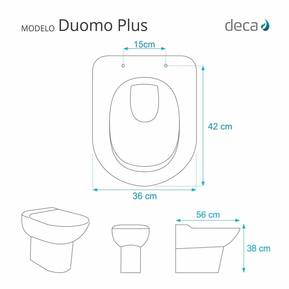 Assento Sanitário Poliéster Duomo Plus Branco para vaso Deca Com Ferragem Dourada - 3