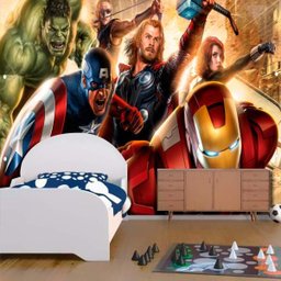 Papel De Parede Adesivo Vingadores Marvel Amarelado - 1