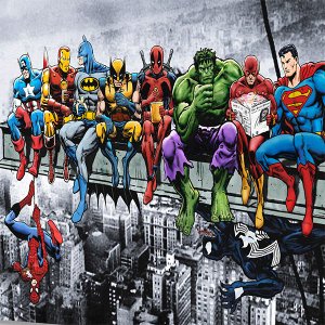 Papel de Parede Adesivo Infantil Vingadores DC Alto Prédio