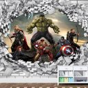 Ver imagem 1 de Papel de Parede Adesivo Vingadores Marvel 3D Buraco Parede 1X1