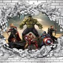 Ver imagem 2 de Papel de Parede Adesivo Vingadores Marvel 3D Buraco Parede 1X1
