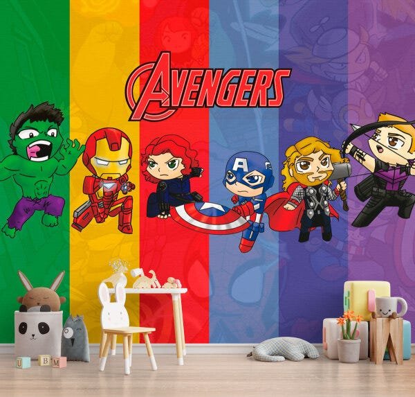 Papel De Parede Adesivo, Infantil Vingadores Baby