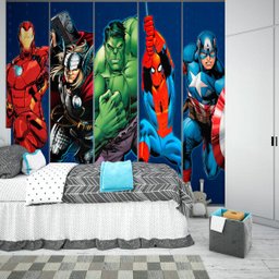 Papel De Parede Adesivo, Infantil Vingadores em Faixas - 1