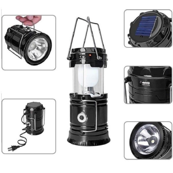 3 In 1 Lampião Lanterna Power Bank Solar 6 LED Camping Pesca - 3