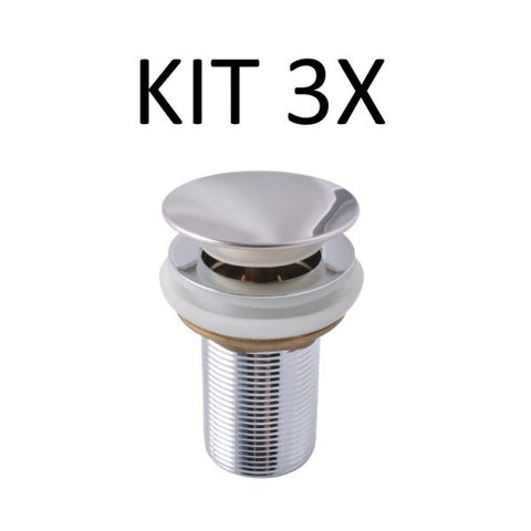 Kit Com 3 Válvulas Lavatório Banheiro Pia Cuba Click Cromada
