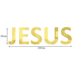 Palavra em Acrílico Espelhado "jesus" - Modelo 2 com 30cm Altura Dourado - 2