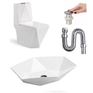 Kit Imperial Diamond Vaso Sanitário Cuba Válvula e Sifão