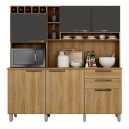 Armario de Cozinha Topazio Salleto 6 Portas e 2 Gavetas Carvalho/grafite - 1