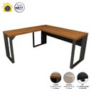 Ver imagem 6 de Mesa Escrivaninha Industrial em L Pés Metal Nogal Pr F5 Cor:Nogal com Preto