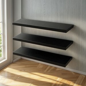 Kit 3 Prateleiras Mdf Preto Design Moderno