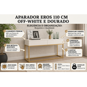 Ver imagem 2 de Aparador Buffet Industrial Pé de Ferro Dourado Eros 110cm com 2 Gavetas Espaçosas Branco