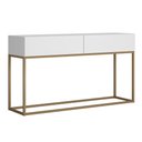 Ver imagem 3 de Aparador Buffet Industrial Pé de Ferro Dourado Eros 110cm com 2 Gavetas Espaçosas Branco