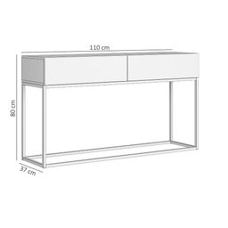 Aparador Buffet Industrial Pé de Ferro Dourado Eros 1,10mt com 2 Gavetas Espaçosas Branco Fosco - 3