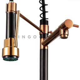 Torneira para cozinha Gourmet Misturador Monocomando Munim Pingoo.casa - Dourado Rose e Preto - 4