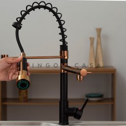 Torneira para cozinha Gourmet Misturador Monocomando Munim Pingoo.casa - Dourado Rose e Preto - 2