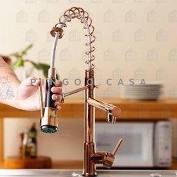 Torneira para cozinha Gourmet Misturador Monocomando Munim Pingoo.casa - Dourado Rose - 2