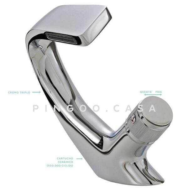 Torneira para banheiro cascata Misturador Monocomando Baixa Cairu Pingoo.casa - Cromado - 4