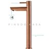 Torneira Para Banheiro em Aço inox Escovado Alta Amazonas Pingoo.casa - dourado rose - 4