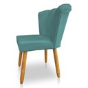 Ver imagem 5 de Kit 02 Cadeiras Poltrona Flor Veludo Azul Turuqesa Pés Palito Castanho - Pallazio
