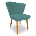 Ver imagem 3 de Kit 02 Cadeiras Poltrona Flor Veludo Azul Turuqesa Pés Palito Castanho - Pallazio