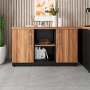 Ver imagem 1 de Armário Baixo Escritório 120cm x 45cm 2 Portas com Chave e 3 Prateleiras Corporate Marrom/Nogal/Pret