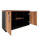 Ver imagem 6 de Armário Baixo Escritório 120cm x 45cm 2 Portas com Chave e 3 Prateleiras Corporate Marrom/Nogal/Pret