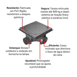 Caixa de Inspeção para Esgoto Krona PVC 300x200x100mm - 3