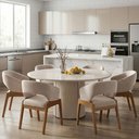 Ver imagem 3 de Mesa de Jantar 6 Lugares Redonda 135cm Verbena N01 Off White - Lyam Decor