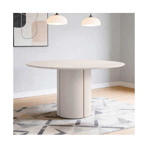 Mesa de Jantar 6 Lugares Redonda 135cm Verbena N01 Off White - Lyam Decor