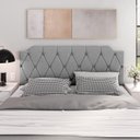 Ver imagem 4 de Cabeceira para Cama Queen Size Casal 1,60m Estofada Cinza - Modelo Kelly
